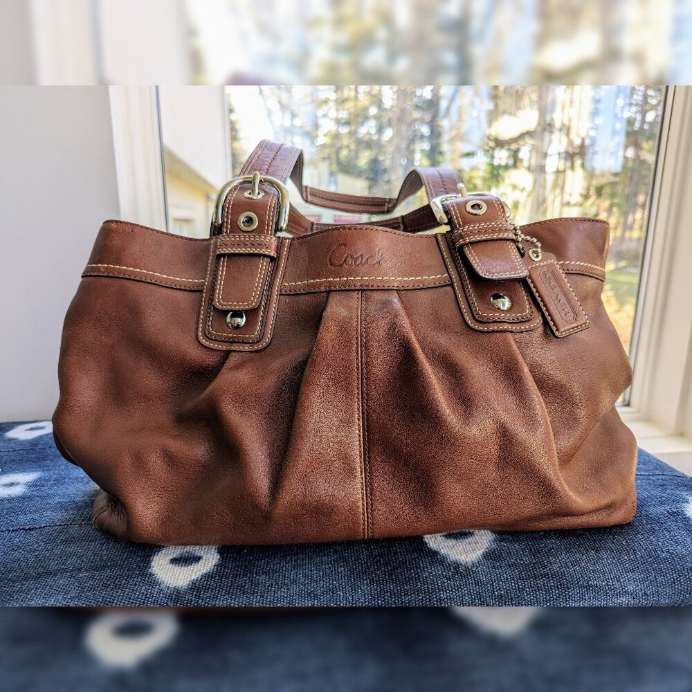 Coach Brown Leather Oversize Tote, Good Condition